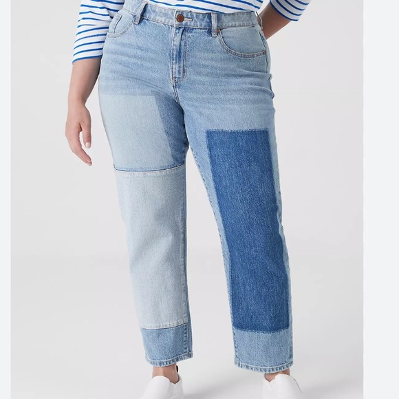 Lane Bryant Boyfriend Fit Patchwork Jean 22 NWT Light Denim - Picture 3 of 11